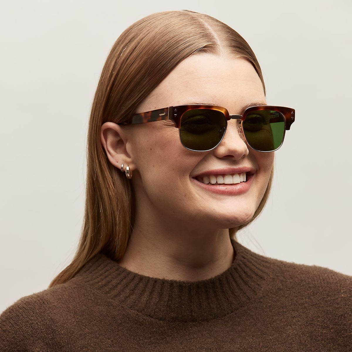 Laguna Square Sunglasses | Tortoise & Gold Frame + Green Lens | Polarized - image 6
