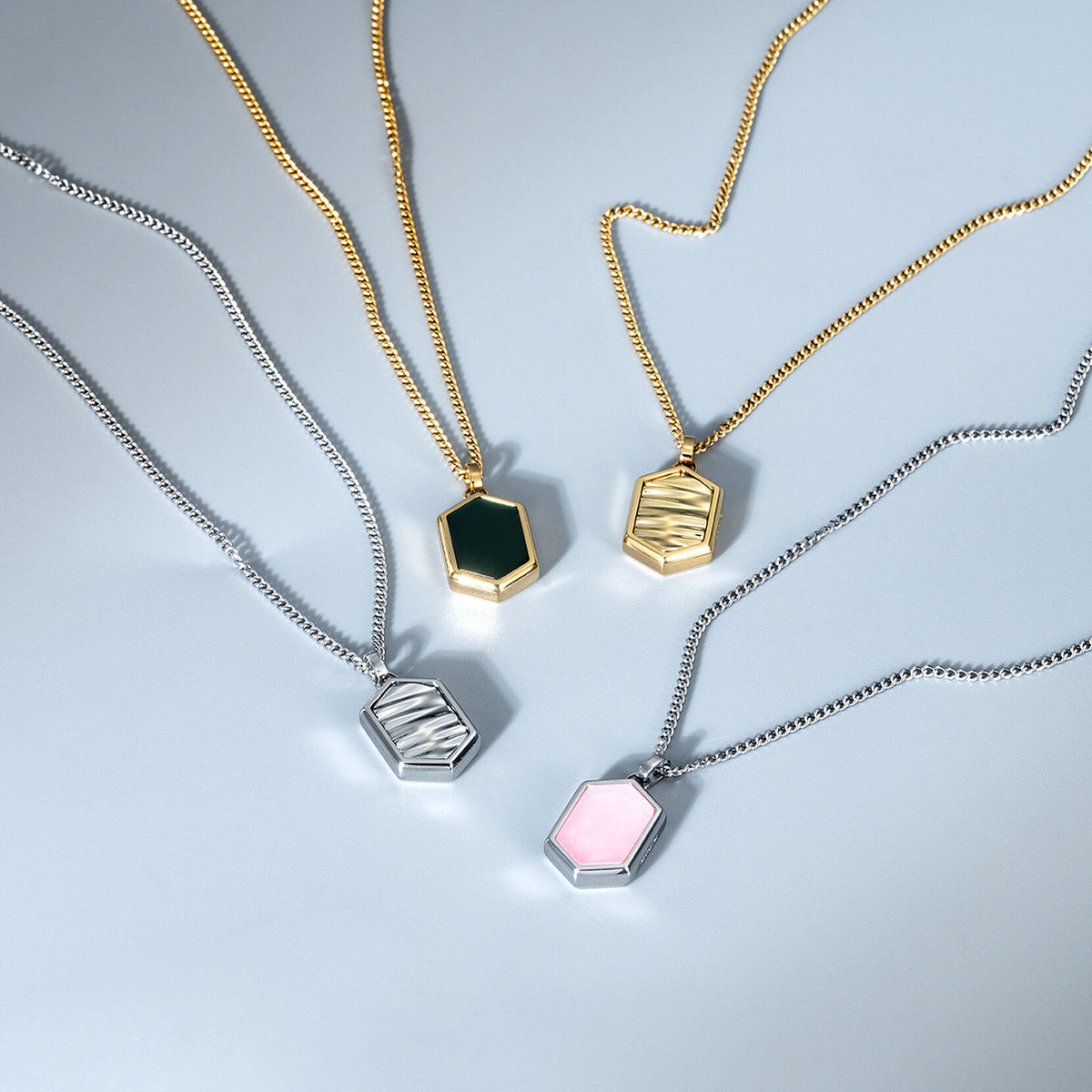 Hex Pendant Necklace | Green Malachite - image 3