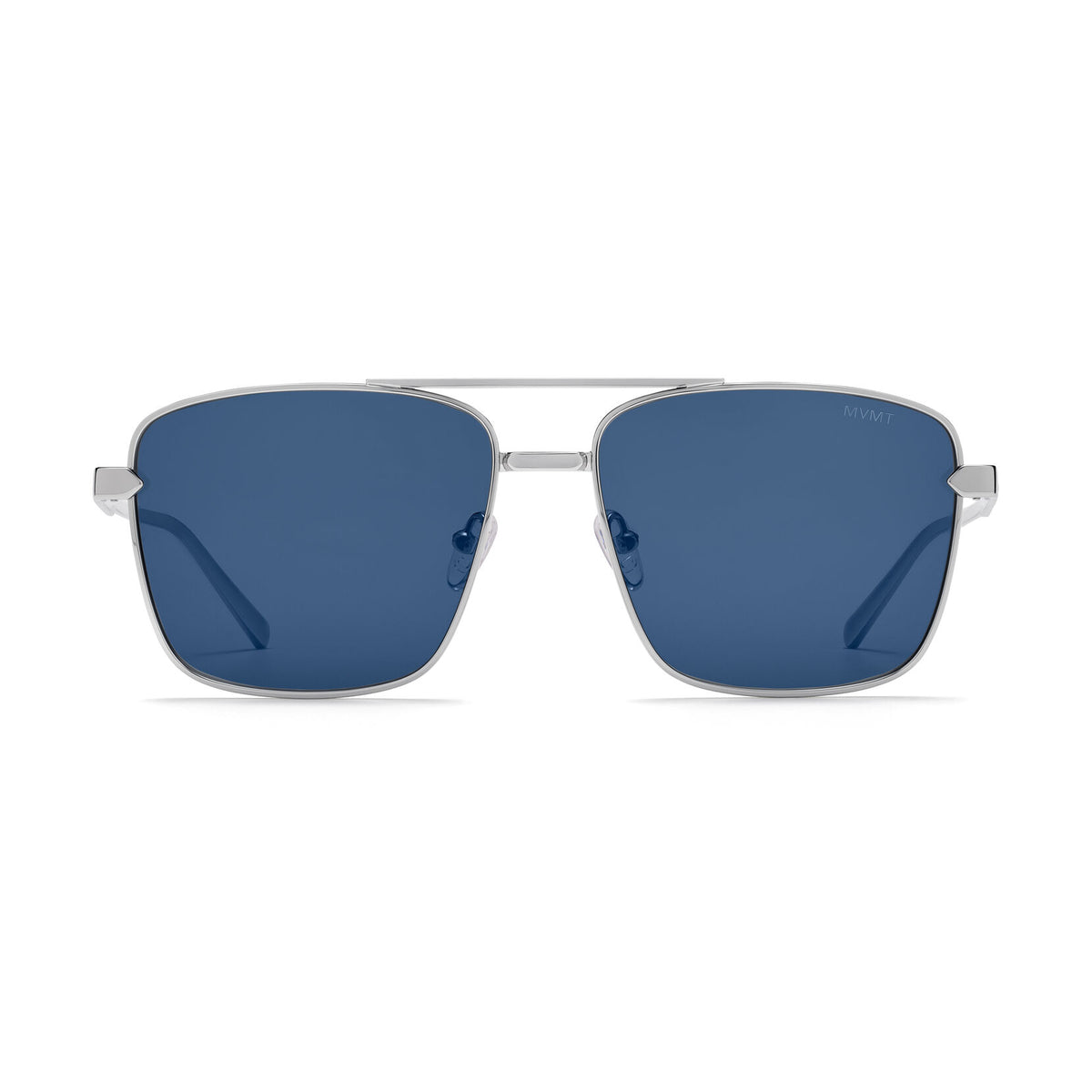 Horizon Square Aviator Sunglasses | Silver Frame + Blue Lens | Polarized - main image