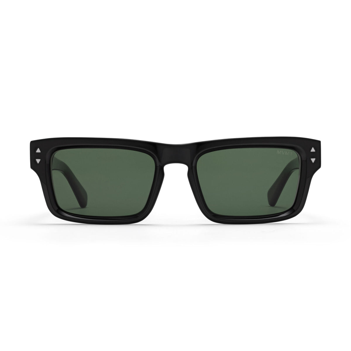Del Mar Rectangle Sunglasses | Black Frame + Green Lens | Non-Polarized - main image