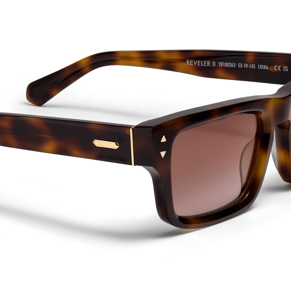 Del Mar Rectangle Sunglasses | Tortoise Frame + Violet Flare Gold Lens | Non-Polarized - image 3