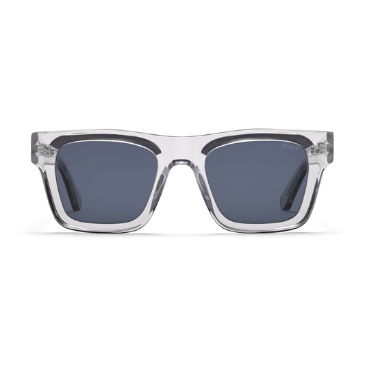 Vista Square Sunglasses | Transparent Grey Frame + Blue Lens | Non-Polarized - main image