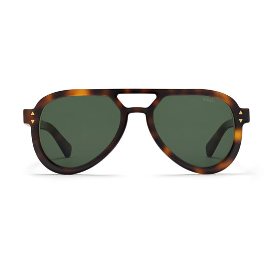 Hollywood Aviator Sunglasses | Tortoise Frame + Green Lens | Polarized - main image