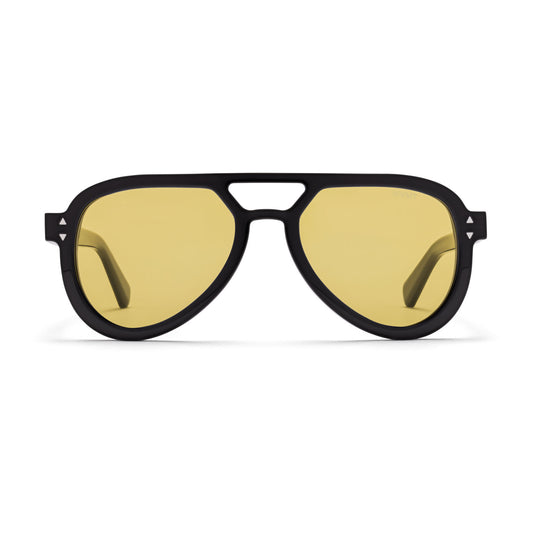 Hollywood Aviator Sunglasses | Black Frame + Yellow Lens | Non-Polarized - main image