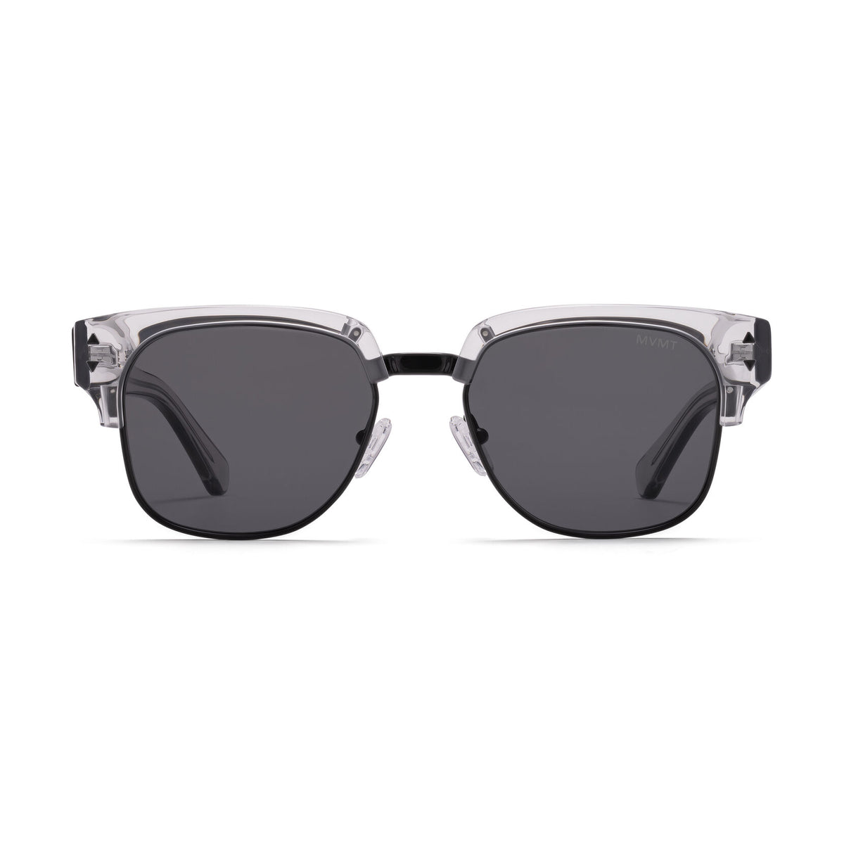 Laguna Square Sunglasses | Transparent Grey & Black Frame + Grey Lens | Non-Polarized - main image