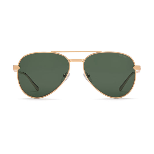 Miramar Aviator Sunglasses | Gold Frame + Green Lens | Polarized - main image