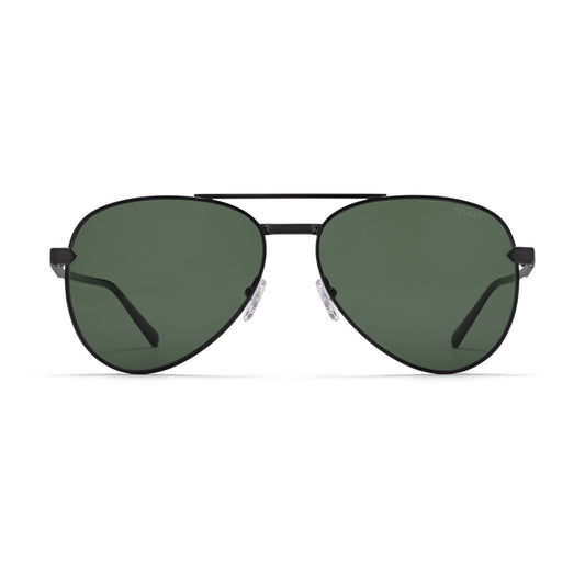 Miramar Aviator Sunglasses | Black Frame + Green Lens | Polarized - main image