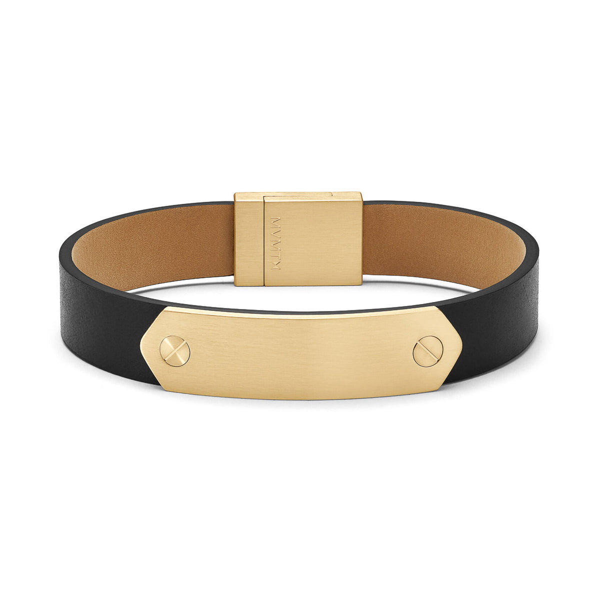 Leather ID Bracelet | Black + Gold - main image