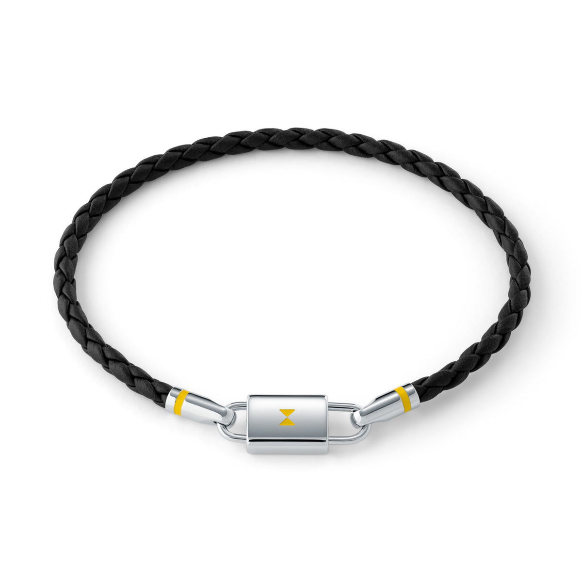 Braided Leather Bracelet | Black/Silver - main image