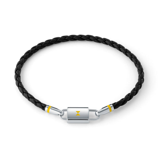 Braided Leather Bracelet | Black/Silver - main image