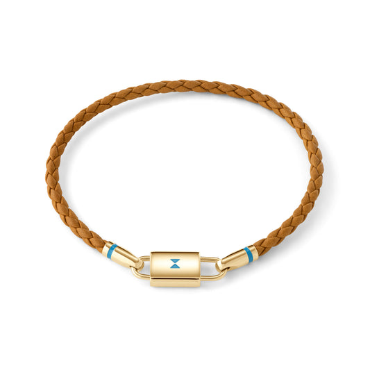 Braided Leather Bracelet | Brown/Gold - main image