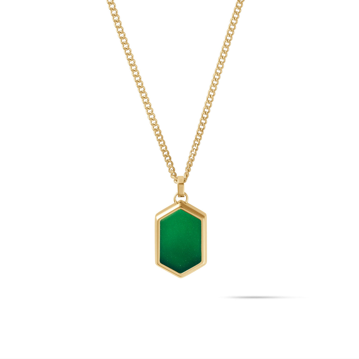 Hex Pendant Necklace | Green Malachite - main image