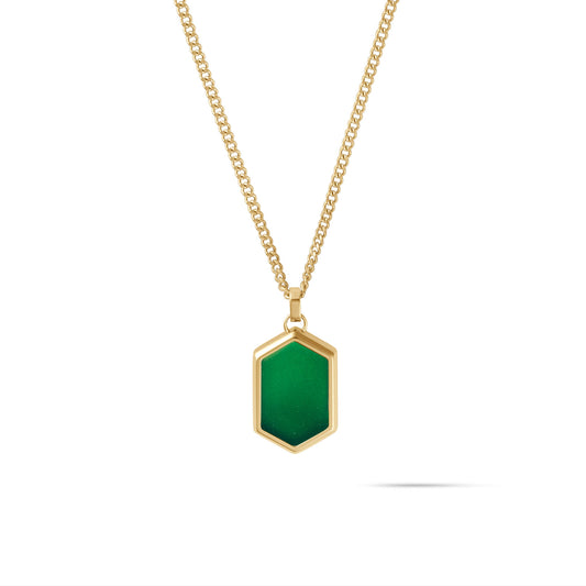 Hex Pendant Necklace | Green Malachite - main image