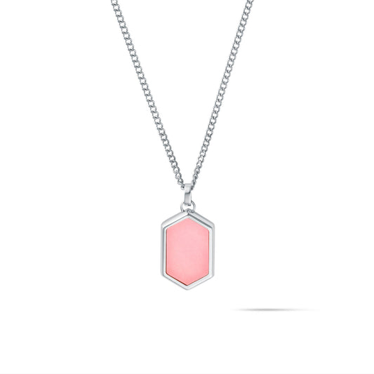 Hex Pendant Necklace | Pink Quartz - main image